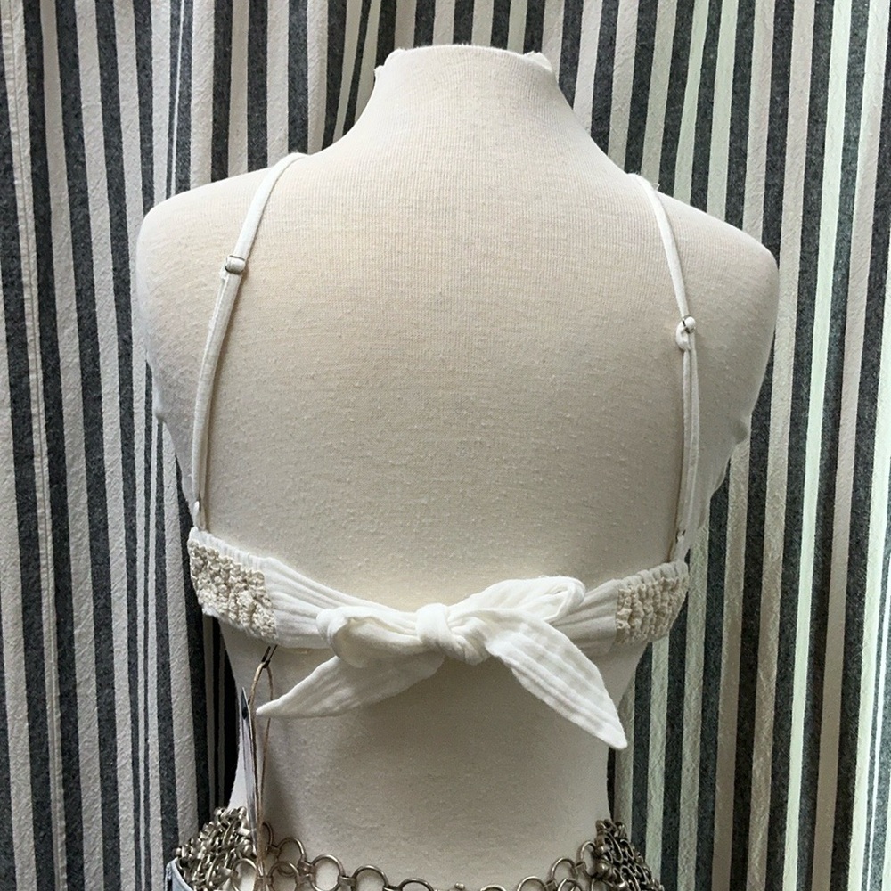 NWT Surf Gypsy top crop soft cotton embroidery tie at back  M adjustable straps - Picture 7 of 12